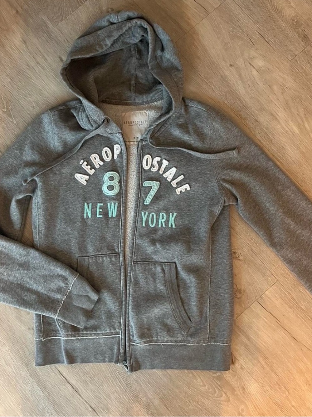 Aeropostale gray + mint zip up